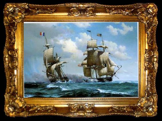 framed  unknow artist Seascape, boats, ships and warships. 60, ta009-2